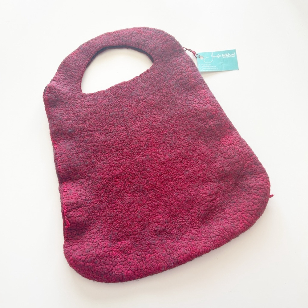 Canadian Made! Nuno felted Deep Red Bag Handmade in MB Canada Studio Made